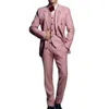 Mäns kostymer Män passar 3 stycken Elegant rosa formella affärsslim Set för bröllopsbrudparti Bankett Tuxedo klänningsjacka väst med byxor