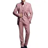 Costumes pour hommes hommes costume 3 pièces élégant rose formel affaires mince ensemble pour mariage marié fête Banquet smoking robe veste gilet avec pantalon