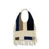 2023 New Style Splices Knitted Fringe Hand Bill of Lading Shoulder Simple Retro Everything Armpit Bag Manufacturers Direct Sales