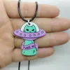 Colares com Pingente Yungqi Acrílico Alienígena Espaçonave Para Mulheres Menina Minimalista Corda Corrente Gargantilha Colar Animal Jóias Collier