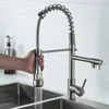 Küchenarmaturen, schwarzer Roségold-Wasserhahn, Nickel gebürstete Feder, herunterziehbar, 2 Funktionen, Strahlspray und Kaltwasser-Mischbatterien