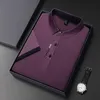 Męska koszula polo polo mężczyzn Summer High Quality Mens Mens krótko rękawo-polo koszula lodowa jedwabna męska firma Casual Polo Shirt 230609