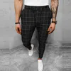 Calças masculinas vintage estampa xadrez com cordão para roupas masculinas 2023 verão bolsos finos calças compridas streetwear estilo casual calças masculinas