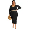 Work Dresses Bodycon Fashion Two Piece Sets Women Summer Clothes Crop Top And Bandage Skirt Set Skinny 2 Womens Outfits XL-5XL