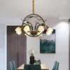 Chandeliers Nordic Green Vintage Villa Main El Decoration Pendant Lamp French Pastoral Small Fresh Style Flower Glass Bedroom Chandelier