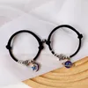 Pulseras con dijes, pulsera de pareja sencilla a la moda para mujeres, hombres, amantes, personalidad, astronauta, estrella, joyería trenzada hecha a mano