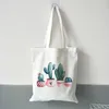 Torby na zakupy kaktus roślina torba na panie na płótnie torebka podróżna grafika