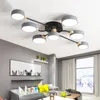 Plafonniers Design 220V LED Lustre Pour Salon Nouveauté Gris Rond Abat-Jour En Métal Lustres Chambre Éclairage