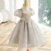 Girl Dresses Wedding Flower Formal Dress High-end Birthday Princess Skirt Presenter Models Show Tulle Luxury Shiny Blingbling Prom