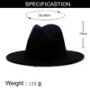 Preto com fundo verde limão Patchwork Jazz Fedora Hats com banda de feltro preto Feminino masculino aba larga lã feltro Chapéu Panamá 238v