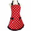 Lovely Retro Adjustable Red Polka Dot Aprons for Women Girls Cute Funny Apron Bowknot 2 Pockets 1224475