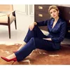 Women's Two Piece Pants Suit For Women 2 Solid Color Shawl Collar Business Work Wear Formal England Style Autumn Wedding Jacket Trousers