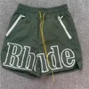 Rhude Shorts Mens Short Beach Mesh Street Sweepants 농구 남자 제한된 수영 무릎 길이 힙합 높은 스포츠 훈련 탄성 허리