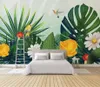 Wallpapers Bacal Custom 3D Large Mural Wallpaper Medieval Hand-painted Tropical Forest Leaf Color Parrot Background Wall Painting