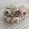 Decorative Flowers European Simulation Peonys Bouquet Silk Fake Home Living Room Bedroom Decoration Flower Retro Core Peony