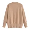 Damenpullover Maxdutti England Fashion Elegat Office Lady Khaki Rundhals Damen Pullover Tops