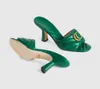 Kvinnors designer Blondie Slide tofflor Runt Låsande G Guld tonad hårdvara läder ensam platt mule spänne kil sandaler storlek 35-42