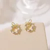 Stud Earrings Pearl For Women Korean Fashion Petite Geometric Bow Woman Earring Trendy Tide Jewelry Accessories Wholesale 2023