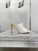 Europäische römische Sliiper sexy Damen-Sommer-High-Heel-Sandalen mit offener Zehenpartie, klassische Mode, Lederproduktion, Perlenverzierung, Knoten-Design-Absatz