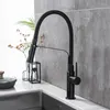 Kitchen Faucets Sink Mixer Taps Single Handle Nickel Brass Pull Out Hole Swivel 360 Degree Tap