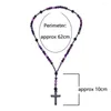 Подвесные ожерелья 8 мм фиолетовая кружевная кружева Католик Христос Розарий для женщин гематит Крест Мала