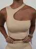 Damen Tanks Camis Cut Out Sexy Crop Off Schulter Solide Dünne Sport Kurze Tops Frauen Tank Unregelmäßigen Sommer Rohr Tops 230609