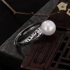Cluster Rings Baifuming S925 Sterling Silver Inlaid Natural Pearl Decorative Hollow Open Lady All-Match Ring