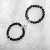 Chain Link Bracelets 2Pcs/Set Beads Bracelet For Lovers Natural Stone Distance Heart Magnet Couple Friendship Fashion Jewelry Gifts Sl636