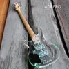 4 Sträng akrylkropp Electric Bass Guitar Green Blue Colorful Color LEDS Light Maple Neck Rosewood Fretboard High Quality