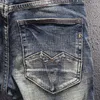 Jeans da uomo High Street Trendy Vintage Trend da uomo Vecchio ricamo strappato Versatile Youth Stretch Slim Little Feet