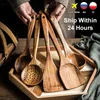 Herb Spice Tools Thailandia Teak Stoviglie in legno naturale Cucchiaio Mestolo Turner Riso lungo Scolapasta Zuppa Skimmer Cucchiai da cucina Paletta Set di utensili da cucina 230609