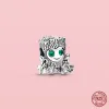 925 Sterling Silver för Pandora Charms Authentic Bead Pendant Sparkling Animals Elephant Dog Bear Owl Clip