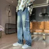 Männer Jeans Herbst Winter Männer Werkzeug Hip Hop Übergroße Gerade Cargo Hosen Zipper Decor Herren Streetwear Große Taschen Denim