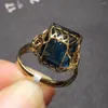 Cluster Ringen Fijne Sieraden Real 18K Rose Gold AU750 Natuurlijke London Blue Topaz Edelsteen Vrouwelijke Voor Vrouwen Ring