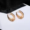 Hoop Earrings Vintage Elegant Smooth Metal U-Shaped For Women Temperament Gold Color Oval Female Trendy Party Jewelry