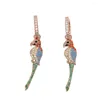 Boucles d'oreilles pendantes perroquet boucle d'oreille couleur or Rose France vente bel oiseau coloré Cz Top qualité superbe charme moderne