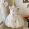 Girl's Dresses Retail Baby Girls Fairy Boutique Back Big Bow Flower Dress Princess Kids Sweet Party Birthday Dress Holiday 2-7 T 230609