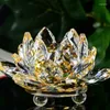 Decorative Flowers 80mm Quartz Crystal Lotus Flower Crafts Glass Paperweight Fengshui Ornaments Figurines Home Wedding Party Decor Gifts