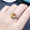 Bagues de Grappe Naturel Réel Citrine Bague Traditionnelle Argent Sterling 925 7 9mm 1.8ct Pierre Précieuse Pour Femmes Ou Hommes X22337