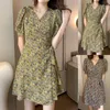 Casual Dresses Womens Printed Boho Sundress For Women Summer Dress V Neck Short Sleeve Frenulum Beach Fall Semi Formal