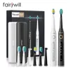 Toothbrush Fairywill Sonic Electric Toothbrush FW-D7 set USB Charge Toothbrushes case for Adult with tooth brush Heads 5 Mode Smart Time 230609