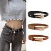 Belts Retro Gold Square Buckle Thin Belt For Woman Korean Simple Senior Suit Jeans Accessories Metal Pin Students