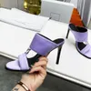 Women's real silk open toes slippers leather outsole Stiletto heel sandal mules luxury designer high shoes factory footwear with box