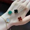 Charm Bracelets Strands Strings Yuxi Four Leaf Grass Necklace Ear Studs Bracelet Furnace Real Gold Vacuum Electroplated Steel Steel Material Antifading Friend