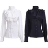 Women's Blouses Women Ruffled Lolita Pirate Big Bow Shirts Medieval Stand Collar Blouse Girl Ladies Halloween Wedding Party Royal Gothic