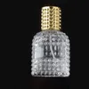 30ml Essential Oil Perfume Bottle Clear Glass Square Grid Grain Mist Pump Spray Bottle For Travel Perfume Diffuser Wholesale Fpfss