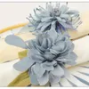 Dekorativa blommor Haze Blue Simulated Flower Linen servett Buckle Wedding Table Decor Artificial Silk Ring Valentine's Day Decoration