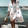 Casual Dresses 2023 Loose Women's Beach Cover Dress Swimewear Up Shirt Printing White Boho Office Lady