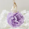 Keychains Rose Shape Cloth Flower Ball Keychain Key Ring for Women Bag Pearl Car Pendant Jewelry Presents Trinket Chain EH400