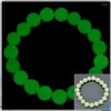 Strand 10mm Night-Luminous Green Fluorite Round Gemstone Beads Pulsera elástica 7.5''